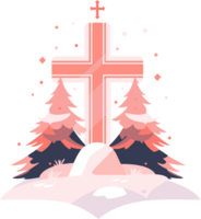 Hand Drawn christmas cross in flat style png