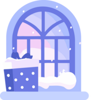 mano dibujado Navidad ventana en plano estilo png