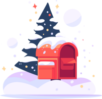 Hand Drawn Christmas mailbox in flat style png