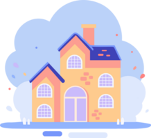 Hand Drawn Christmas house with snow in flat style png