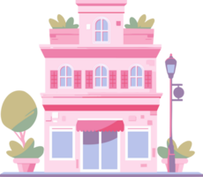 Hand Drawn cafe building in flat style png