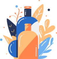 Hand Drawn cosmetic bottle set in flat style png