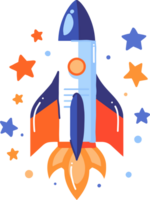 Hand Drawn rocket in flat style png