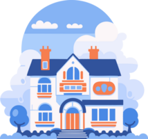 Hand Drawn Christmas house with snow in flat style png