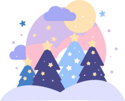 Hand Drawn christmas moon in flat style png