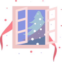 Hand gezeichnet Weihnachten Fenster im eben Stil png