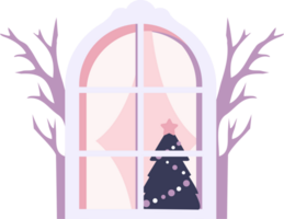 mano dibujado Navidad ventana en plano estilo png