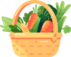 Hand Drawn fruit and vegetable basket in flat style png