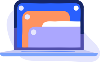 Hand Drawn laptop with email in flat style png