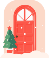 hand- getrokken Kerstmis deur in vlak stijl png