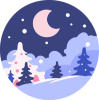 Hand Drawn christmas moon in flat style png