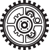 mekaniker eller ingenjör logotyp i platt linje konst stil png