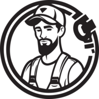 mechanic or engineer logo in flat line art style png