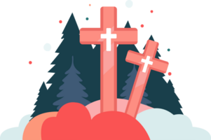 Hand Drawn christmas cross in flat style png