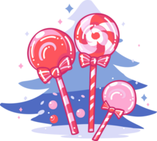 mano dibujado Navidad caramelo en plano estilo png