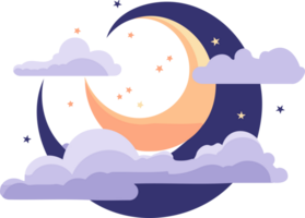 Hand Drawn christmas moon in flat style png