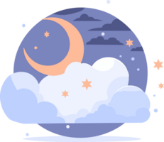 Hand Drawn christmas moon in flat style png