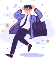 Hand Drawn office worker who is tired from work in flat style png