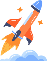 Hand Drawn rocket in flat style png