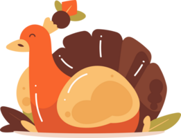 Hand Drawn thanksgiving turkey in flat style png