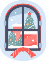 mano dibujado Navidad ventana en plano estilo png