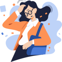 Hand Drawn office worker who is tired from work in flat style png