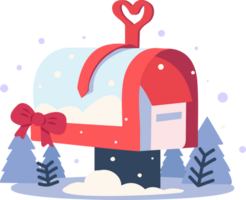 Hand Drawn Christmas mailbox in flat style png