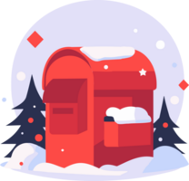 Hand Drawn Christmas mailbox in flat style png