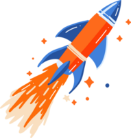 Hand Drawn rocket in flat style png