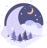 Hand Drawn christmas moon in flat style png
