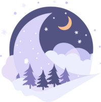 main tiré Noël lune dans plat style png