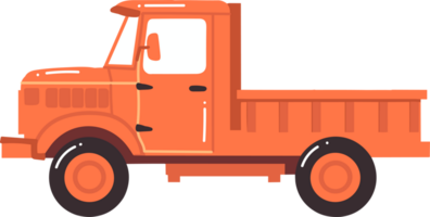 Hand Drawn orange truck in flat style png