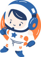 hand- getrokken astronaut jongen in vlak stijl png