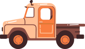 hand- getrokken oranje vrachtauto in vlak stijl png