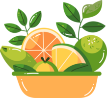 Hand Drawn fruit and vegetable basket in flat style png