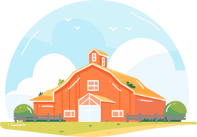 Hand Drawn barns and farms in flat style png