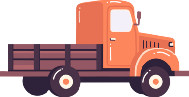 mano dibujado naranja camión en plano estilo png