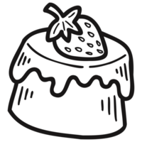 isolate black and white bakery strawberry pudding png