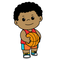 süß Karikatur Junge spielen halten Basketball isoliert png
