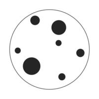 Moon flat monochrome isolated vector object. Celestial body with craters. Editable black and white line art drawing. Simple outline spot illustration for web graphic design