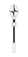 Magical wizard staff flat monochrome isolated vector object. Walking mysterious cane. Editable black and white line art drawing. Simple outline spot illustration for web graphic design