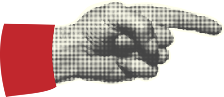 Hands. Pointer with finger. Halftone style. Collection collage design elements Trendy dotted pop art Vintage grunge punk cutout shapes PNG illustration