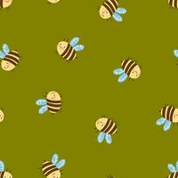 Cartoon bees vector seamless pattern