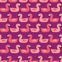 Rubber circle for swimming in the pool and the sea in the shape of a flamingo vector seamless pattern