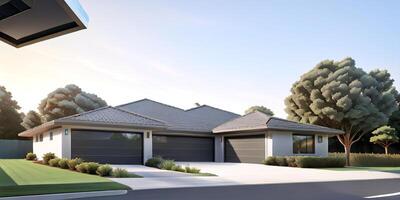 A modern house with a driveway in front of it photo