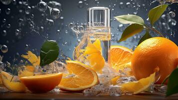 Skincare product with citrus. Illustration AI Generative photo