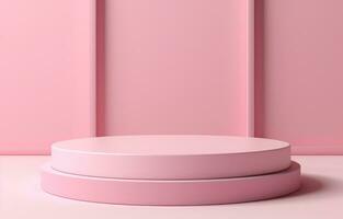 Pink minimalistic empty podium photo