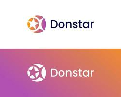 Simple letter d with star logo design concept vector