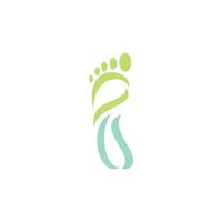 Women's foot in green leaves. Abstract design concept for beauty salon, pedicure, cosmetic, organic care and spa. Vector logo design template.