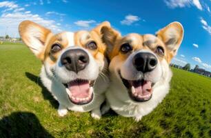 Funny corgie dogs photo